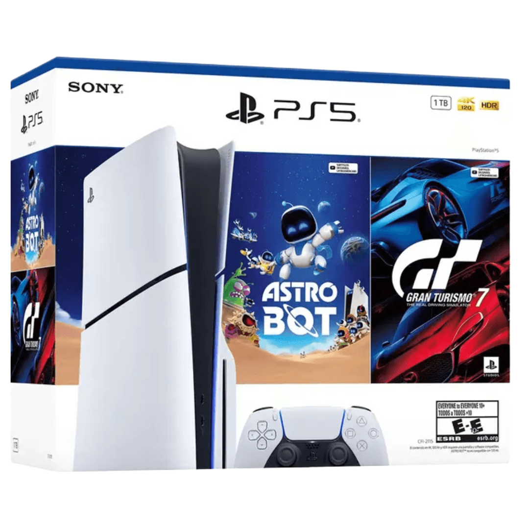 Consola PlayStation 5 Slim - Lector de disco (1TB) + Juego Astrobot y Gran Turismo 7